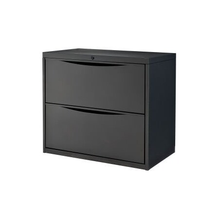 Global Equipment Interion 2-Drawer Premium Lateral File Cabinet, 30"W x 18"D x 28"H, Black LF-30-2D-BLACK